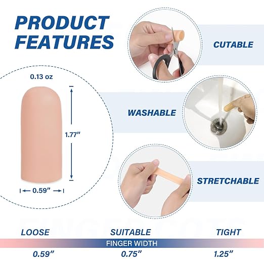 MasterMo Gel Finger Cots Protectors, Silicone Fingers Covers Bandages Caps - Image 2