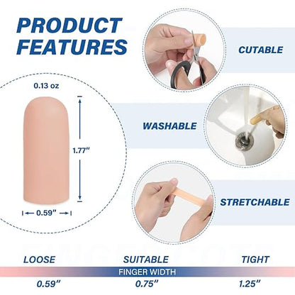 MasterMo Gel Finger Cots Protectors, Silicone Fingers Covers Bandages Caps - Image 2