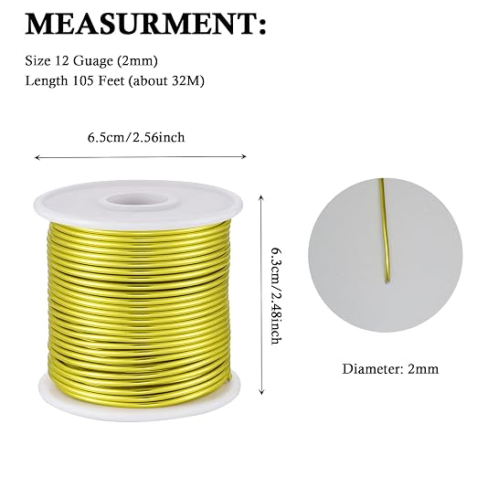12 Gauge Yellow Green Aluminum Craft Wire - Image 3