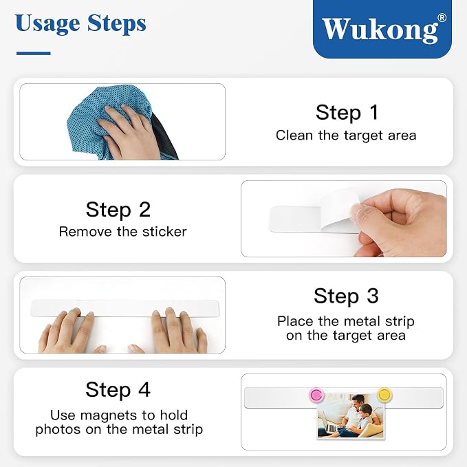 Wukong 10 Pack | 30x3cm Magnetic Stainless White Boards Strips, Adhesive - Image 4