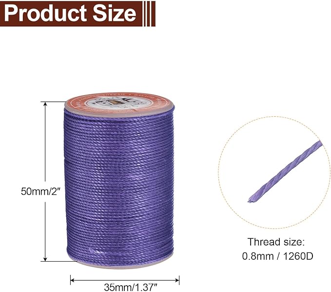 uxcell Round Leather Sewing Waxed Thread, 55m / 60 Yards Polyester Wax String - Image 2