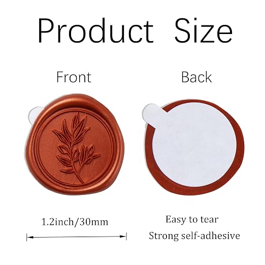 PONATIA 50PCS Terracotta Orange Wax Seal Stickers - Image 2