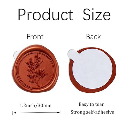PONATIA 50PCS Terracotta Orange Wax Seal Stickers - Image 2
