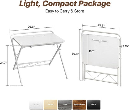 Huuger Folding Desk with 3-Level Adjustable Height and Tablet Slot, 24 Inch - Image 2