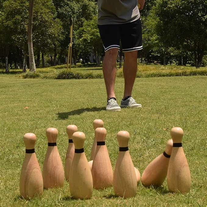 NI-ROU Outdoor Giant Lawn Bowling Games Rubber Wooden Lawn Set Fun Sports Games - Image 7