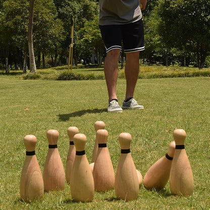 NI-ROU Outdoor Giant Lawn Bowling Games Rubber Wooden Lawn Set Fun Sports Games - Image 7