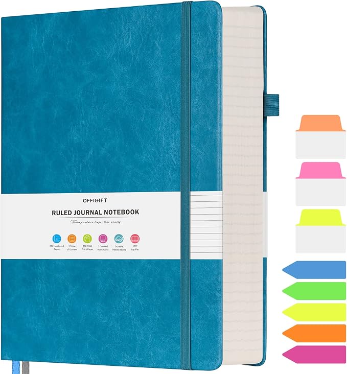 College Ruled Notebook, Large B5 Lined Journal Notebook, 314 Numbered Pages by OFFIGIFT