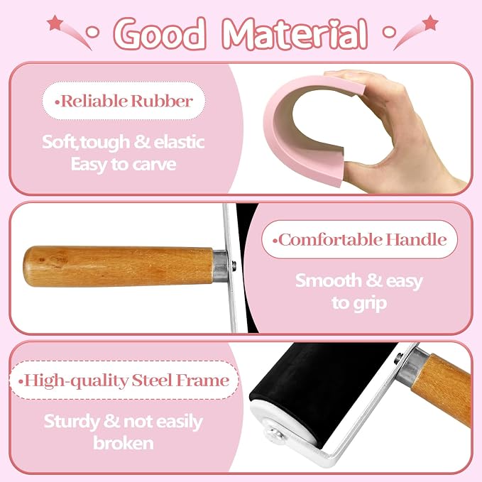 4 Pack Rubber Block Stamp Carving Blocks, Rubber Carving Linoleum Blocks - Image 3