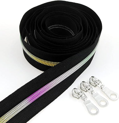 Leekayer #5 Metallic Nylon Coil Zippers by The Yard Rainbow Teeth Zipper Bulk by Leekayer