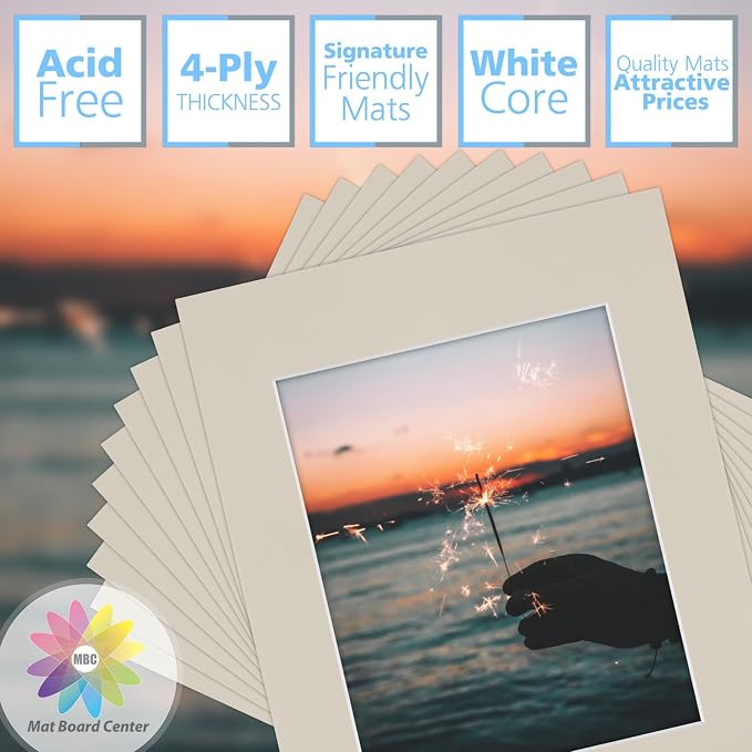 Mat Board Center, 11x14 Mats for 8x10 Photos Light Gray Color - Image 3