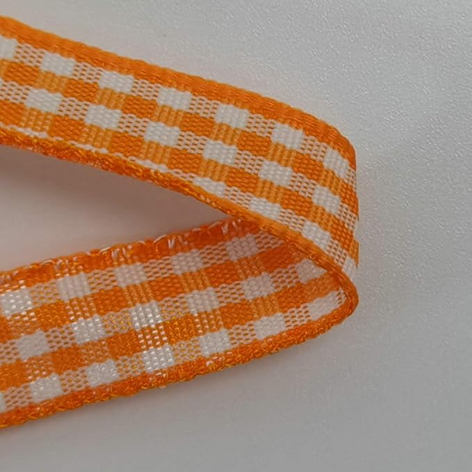 Orange Gingham Plaid Checked Ribbon 25 Yard Each Roll 100% Polyester - Image 8