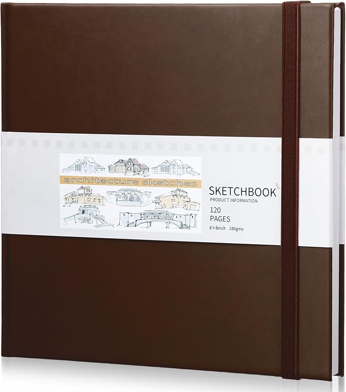 Moinchore Back to School Gifts Square Sketchbook 8 x 8 Inch Hardcover Art by Moinchore