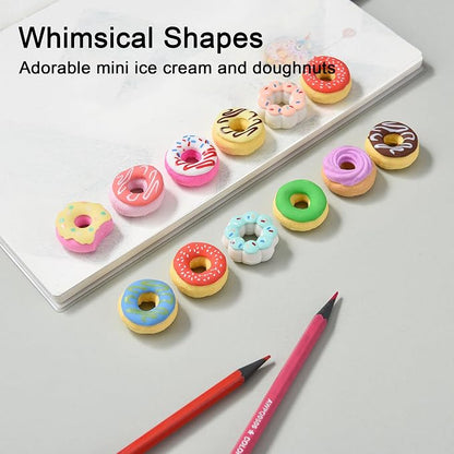 HILAZA Donut Erasers for Kids Bulk, 24 Pieces 3D Cute Fun Food Erasers for - Image 2