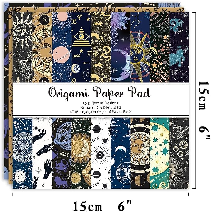 Origami Paper Kit 50 Sheets 70GSM 6 Inch Square Double Sided Color 50 Vivid - Image 2