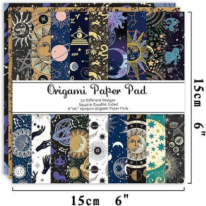 Origami Paper Kit 50 Sheets 70GSM 6 Inch Square Double Sided Color 50 Vivid - Image 2