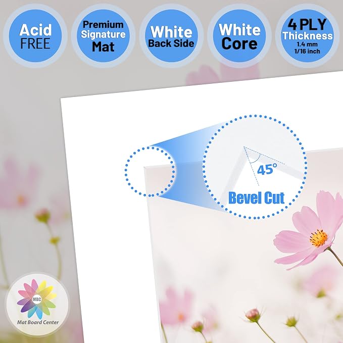 Mat Board Center, 12x12 for 8x8 White Photo Picture Mats - Image 3