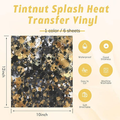 Tintnut Black Gold Splash Heat Transfer Vinyl - Image 2