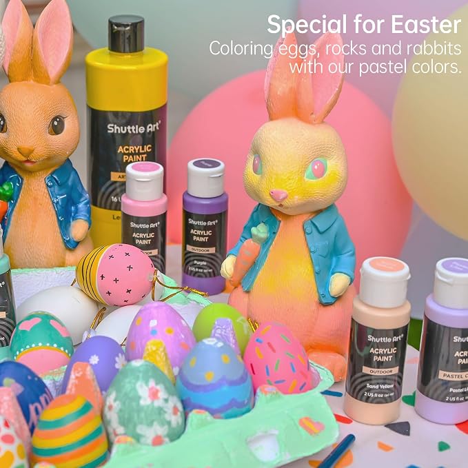 Shuttle Art 40 Pack Pastel Acrylic Paint Set, 30 Colors, 60ml/2oz Bottles - Image 9