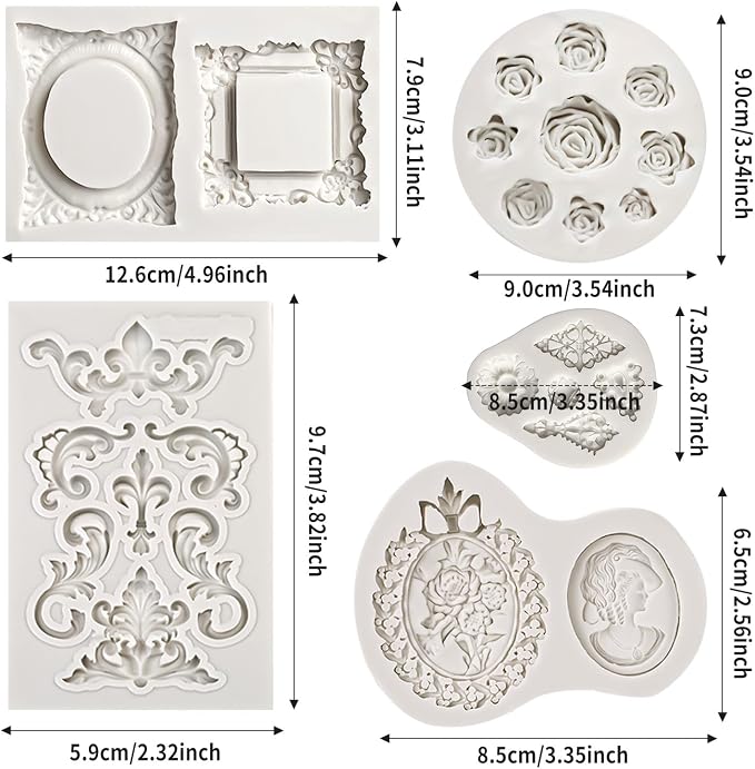 Growtail Vintage Frame Fondant Silicone Molds - Image 6