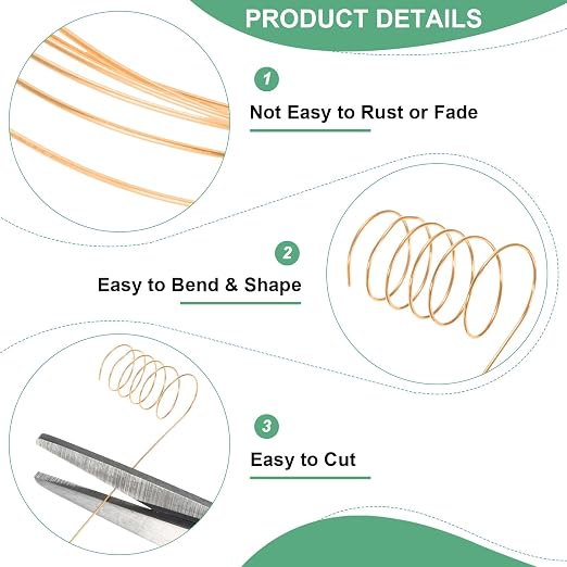 0.3 mm/28 Gauge Copper Wire for Jewelry Making, 49.2FT Copper Beading Craft - Image 2