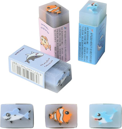 HILAZA 18Pcs Cute Sea Animal Erasers by HILAZA