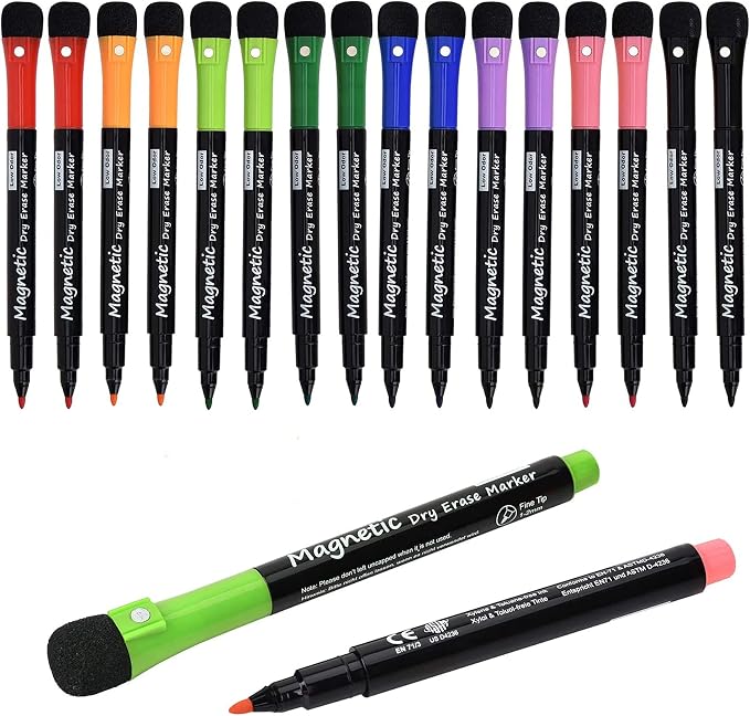 Browill Magnetic Dry Erase Markers, Fine Tip Low Odor Whiteboard Markers by Browill