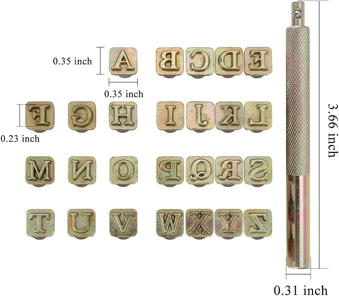 Yoption 27 Pieces Leathercarft Stamping Tool Set, 26 Letters Alphabet Stamps - Image 3