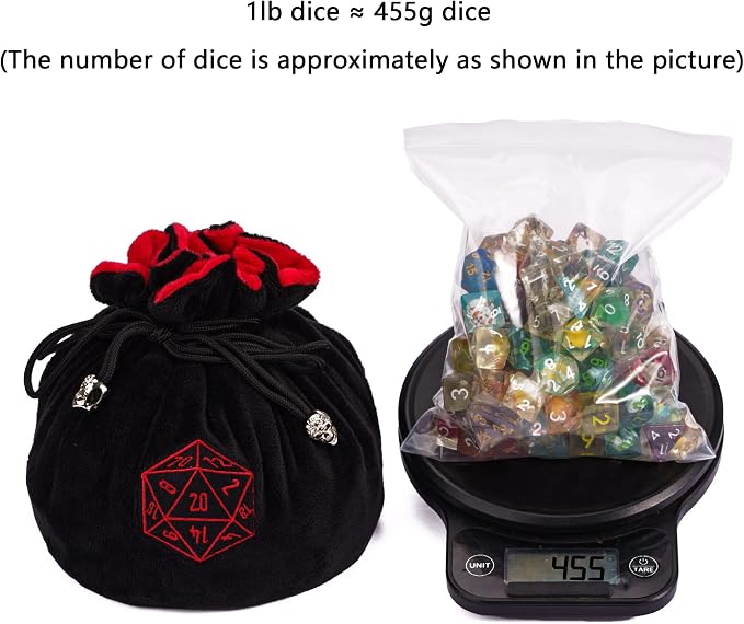 Large Dice Bags with Pockets Black Storage Bag D20 Logo - Image 2