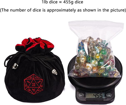 Large Dice Bags with Pockets Black Storage Bag D20 Logo - Image 2