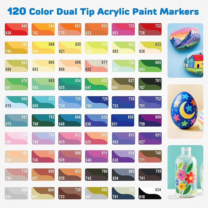120 Colors Acrylic Paint Markers, Dual-Color Acrylic Paint Pens - Image 2