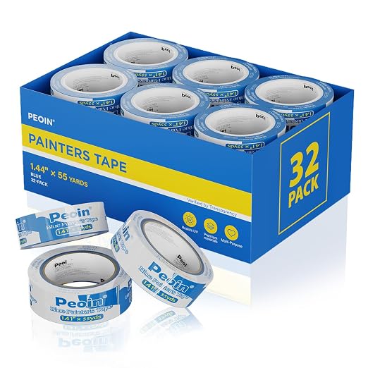Blue Painters Tape 1.5 Inch Bulk, 32 Roll Painting Tape Blue Masking by Peoin