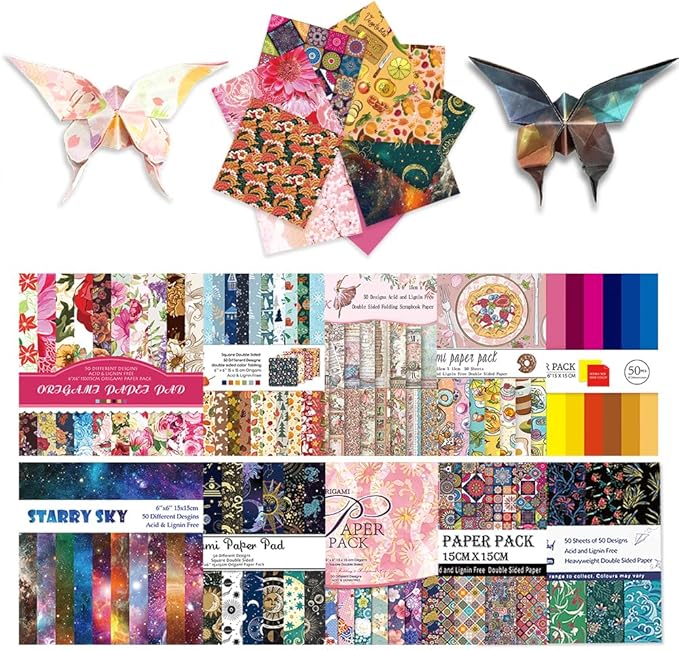 10 Different Packs Full Collection Origami Paper Kit 6 Inch Square Double Sided by Bestartsuppliesforyou