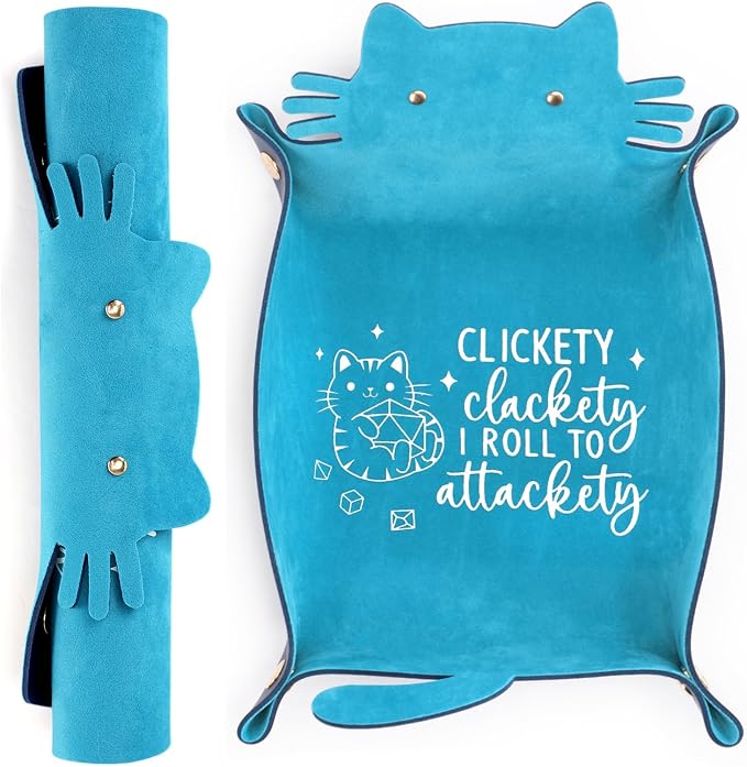 Blue Cat Dice Tray Novelty Purple Cat Shape PU Leather Dice Tray by ICoDeesse