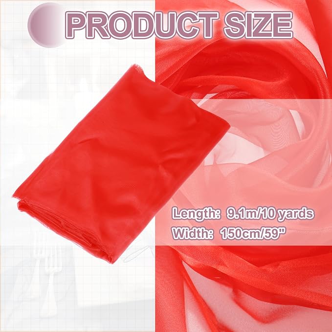 MECCANIXITY Iridescent Sheer Organza Fabric, 10 Yards x 59 Inches Solid - Image 2