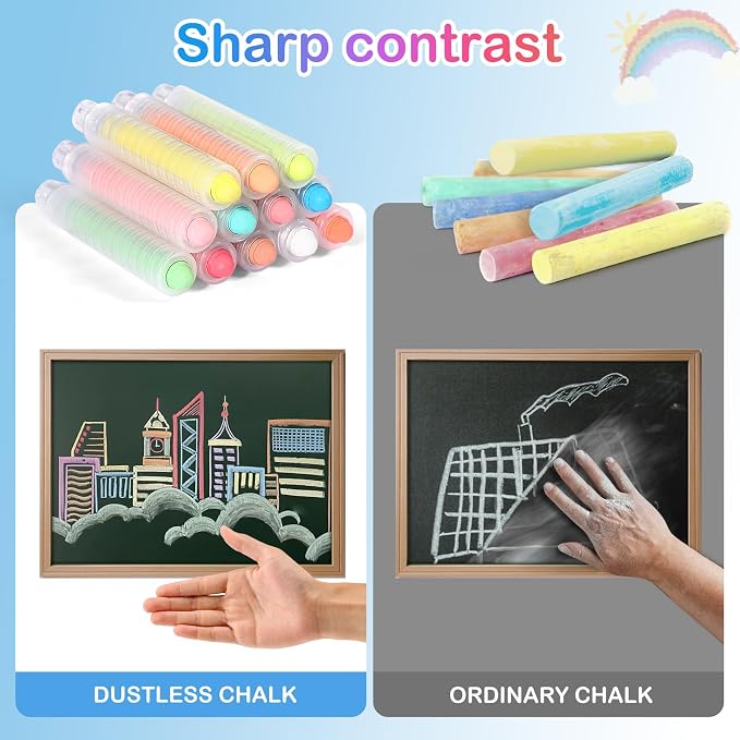 72Pcs Colored Dustless Washable Drawing Chalk Artists Set - Image 3