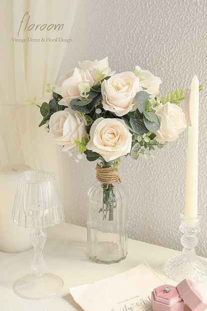 Floroom Artificial Flowers 20pcs Real Looking Cream High-Centered Foam Fake - Image 4