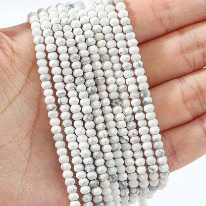 Natural White Howlite Beads 4x2mm 120pcs Faceted Rondelle Loose Semi Gemstone - Image 3
