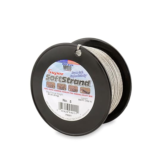 SuperSoftstrand 500-Feet Picture Wire Vinyl Coated Stranded Stainless Steel by WCS