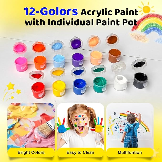 20 Pack Mini Acrylic Paint Set, 12 Colors Acrylic Paints Strips - Image 3