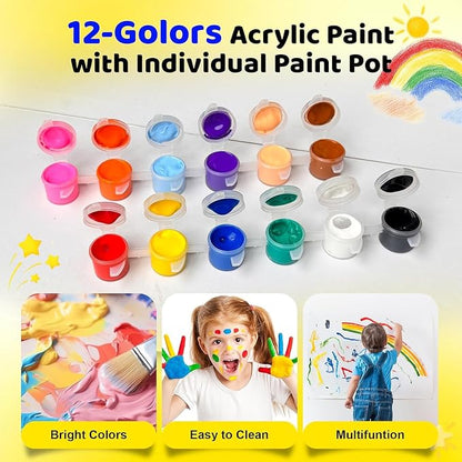XINDUHUI 30 Pack Mini Acrylic Paint Set, 12 Colors Acrylic Paints Strips - Image 3