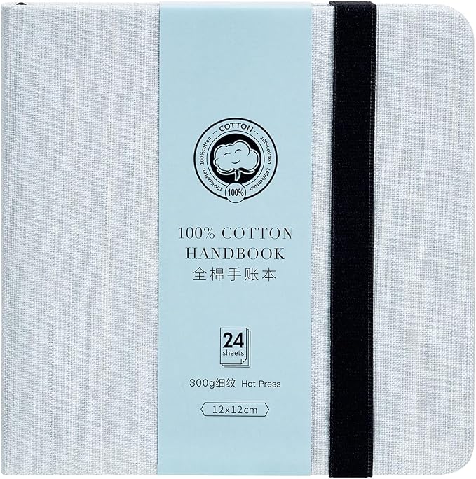 Lightwish Square Watercolor Journal, 100% Cotton, 300gsm/140lb, 24 Sheets Hot by LightwishArtSupplies