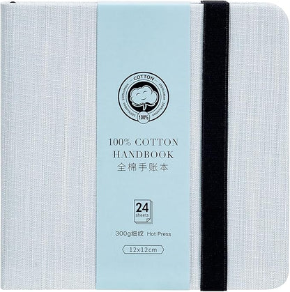 Lightwish Square Watercolor Journal, 100% Cotton, 300gsm/140lb, 24 Sheets Hot by LightwishArtSupplies