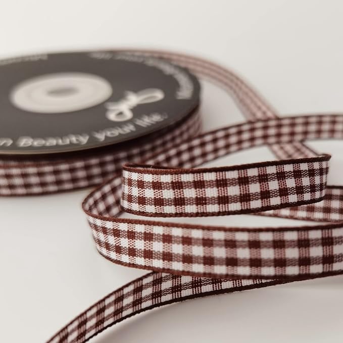 Brown Gingham Ribbon 25 Yards Christmas Ribbon - Image 6