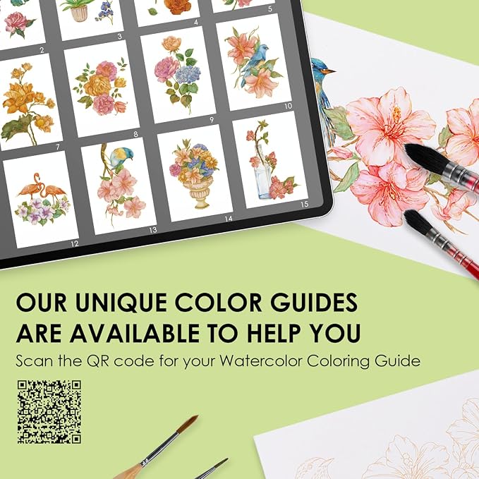 Grabie Watercolor Coloring Book, 15 Sheets Art Pad A5, Cotton Watercolor Book - Image 3