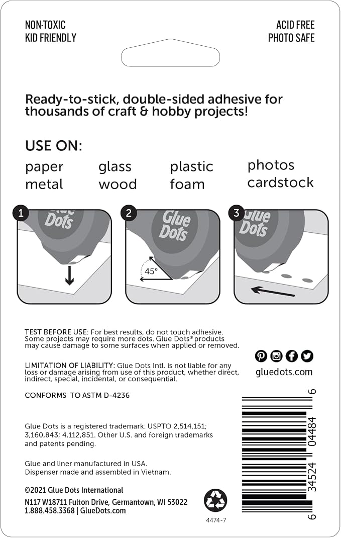 Glue Dots, Craft Dots Dot N' Go Dispenser, Double-Sided, .38 Inch, 200 Dots - Image 3
