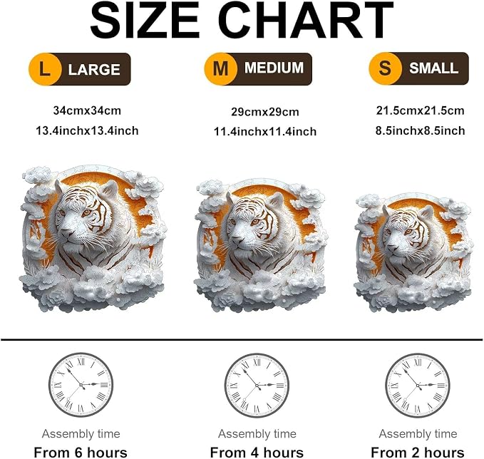 Wooden Puzzles Adults, 3D Paper Tiger Wooden Puzzles 200 Pieces, Unique Animal - Image 6