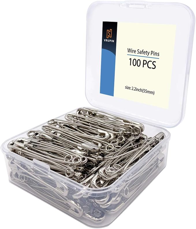vrupin 100PCS-2.2In Safety Pins, Stainless Steel Safety Pins, Safety Pins Bulk by Vrupin