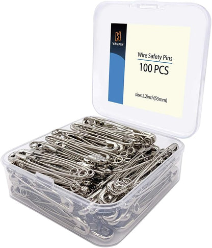 vrupin 100PCS-2.2In Safety Pins, Stainless Steel Safety Pins, Safety Pins Bulk by Vrupin