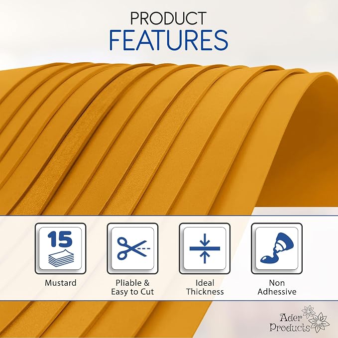 Mustard EVA Foam Sheets for Crafts, 9 x 12 Inch, 2mm Thickness – Ideal for DIY - Image 4