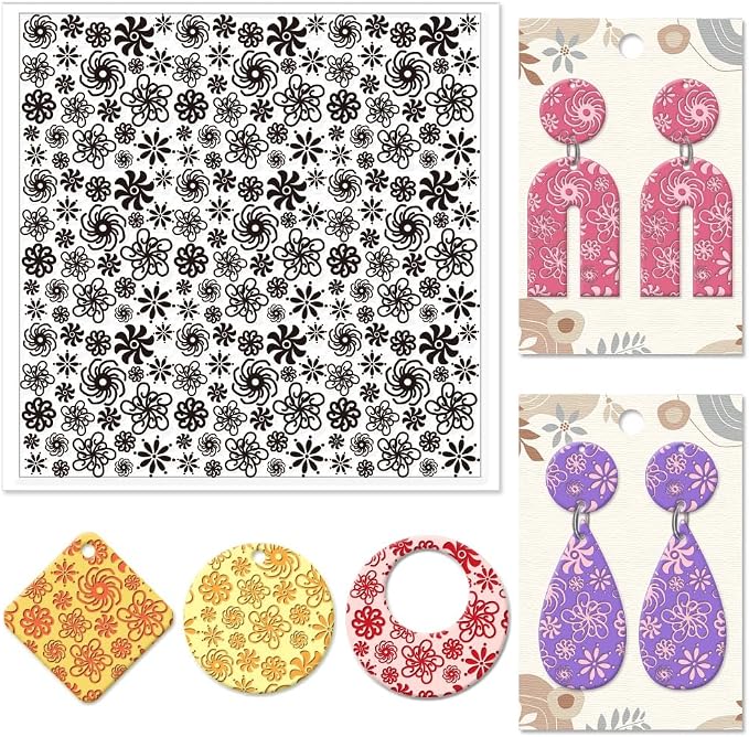 CHGCRAFT Plum Blossoms Polymer Clay Texture Sheets Art Rotation Flowers by chgcraft